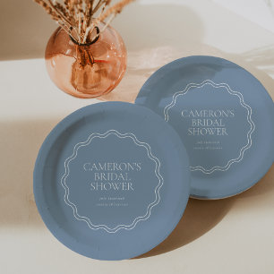 Assiettes En Carton Dusty Blue   Fête des mariées frontalière de la pé
