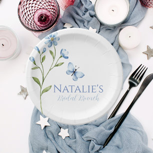 Assiettes En Carton Dusty Blue Fleur sauvage Fête des mariées personna