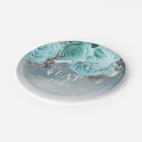 Dusty Blue Floral Mariage Mange Gâteau