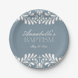 Assiettes En Carton Dusty Blue Talavera Espagne Fiesta Boy Baptême