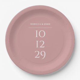 Assiettes En Carton Dusty Rose minimaliste Mariage de date spéciale
