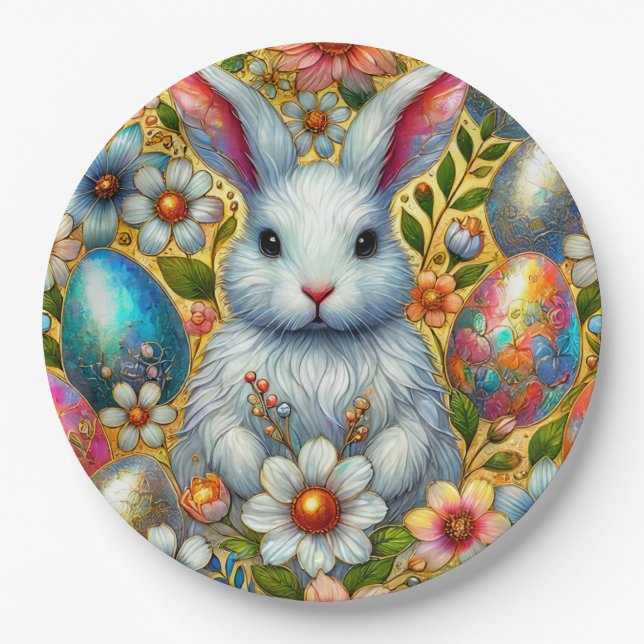 Assiettes En Carton EASTER BUNNY 3D ~ Encres d'alcool ~ (Devant)