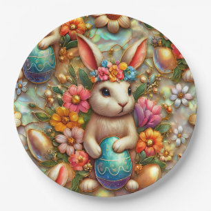 Assiettes En Carton EASTER BUNNY 3D ~ Encres d'alcool ~ Plaque de papi
