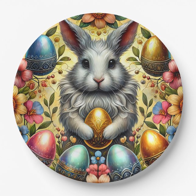 Assiettes En Carton EASTER BUNNY 3D ~ Encres d'alcool ~ Plaque de papi (Devant)