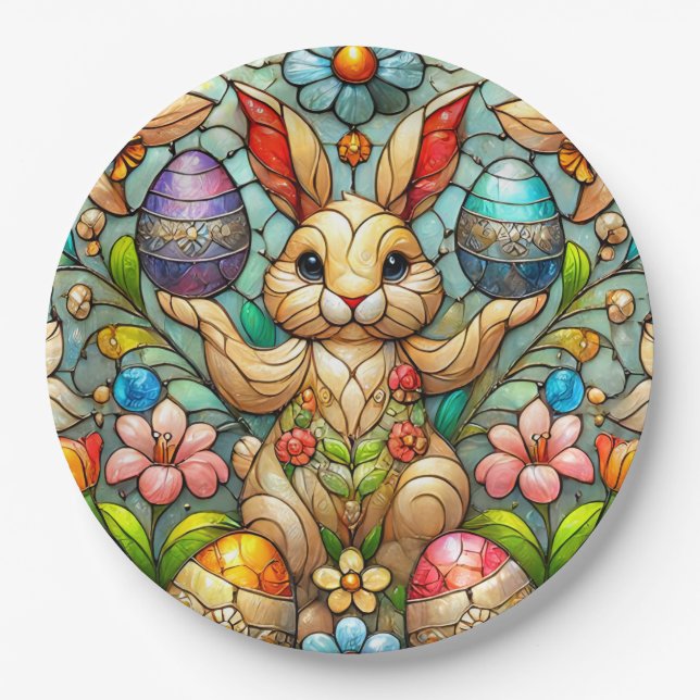 Assiettes En Carton EASTER BUNNY 3D ~ Encres d'alcool ~ Plaque de papi (Devant)