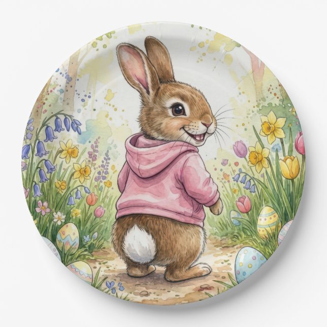 Assiettes En Carton Easter Bunny in a Spring Garden (Devant)