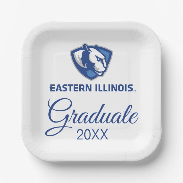 Assiettes En Carton Eastern Illinois Panthers Head and Wordmark Logo (Recto)