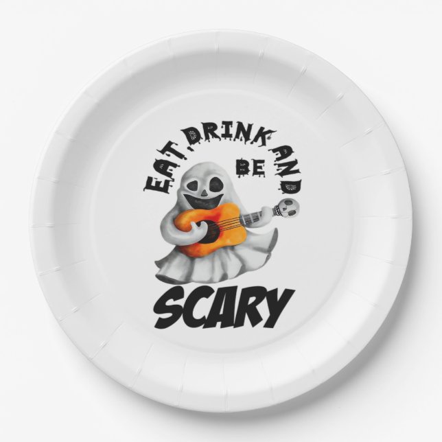 Assiettes En Carton Eat Drink And Be Scared Minimal Clean (Devant)