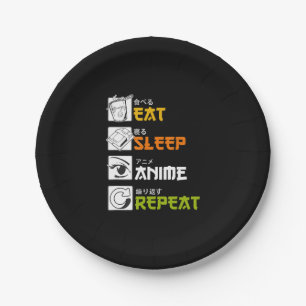 Assiettes En Carton Eat Sleep Anime Repeat Venin Idea Cosplayer