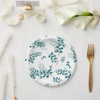 Assiettes En Carton Eau-couleur eucalyptus verdure