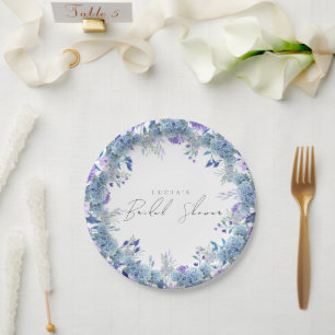Assiettes En Carton Échantillon de jardin floral pourgue violet bleu d