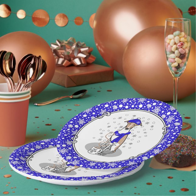 Assiettes En Carton Écharpe à neige bleu hiver - Faune et blanc (Multi)