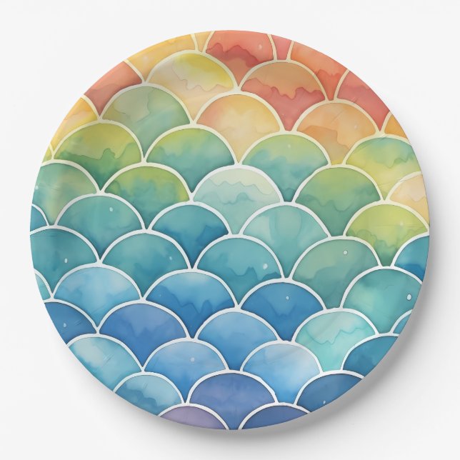Assiettes En Carton Échelles de sirène (Devant)