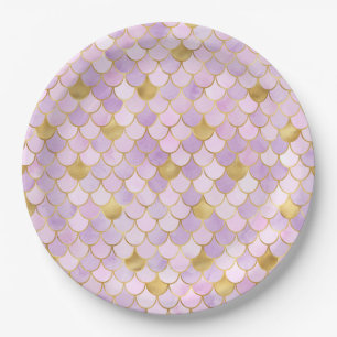Assiettes En Carton Échelles de sirènes Lilac et or