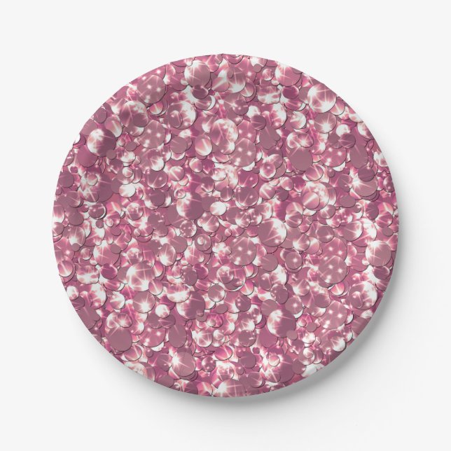 Assiettes En Carton Éclaircissement rose brillant parties scintillant  (Devant)