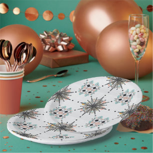 Assiettes En Carton Éclatement Stellaire Atomique Rétro Moderne du Mil