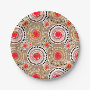 Assiettes En Carton Éclats et roues, taupe, rouge, blanc