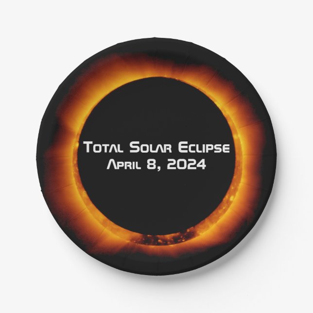 Assiettes En Carton Éclipse solaire totale 2024 (Devant)