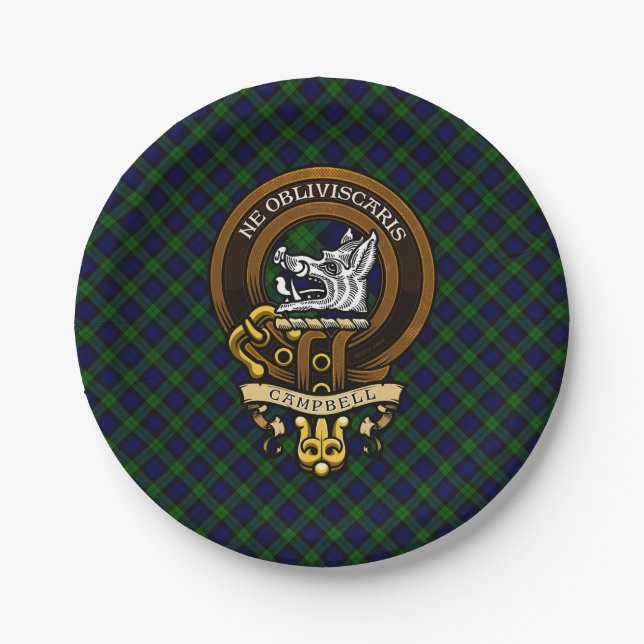 Assiettes En Carton Écosse Clan Campbell Badge et Crest (Devant)