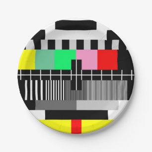 Assiettes En Carton Écran de test de la télévision couleur rétro