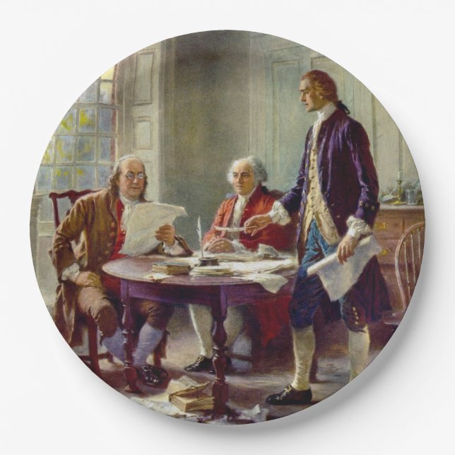 Assiettes En Carton Écrire la Déclaration d'indépendance (USA) (Devant)
