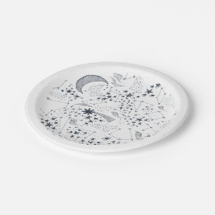 Assiettes En Carton Écrit dans la constellation des étoiles