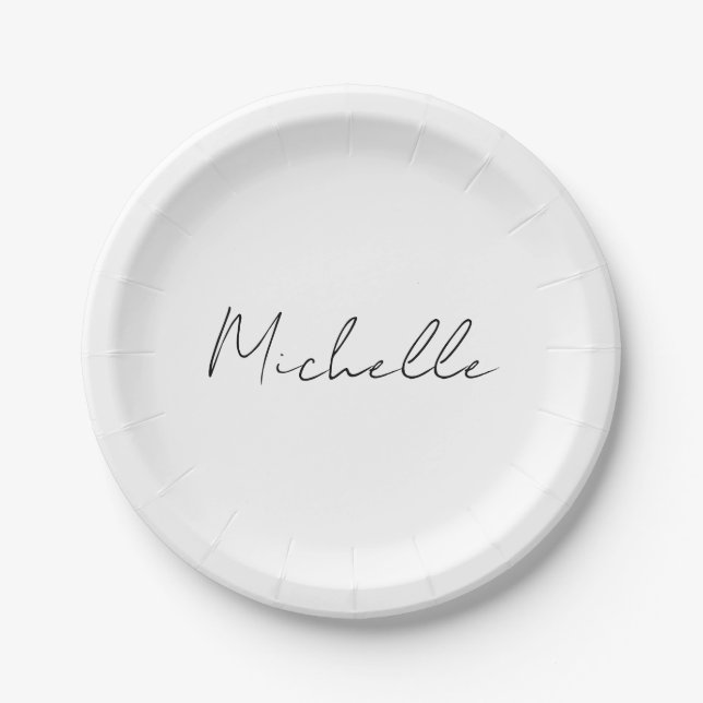 Assiettes En Carton Écriture Élégante et Stylée Ajoutez Votre Nom (Devant)