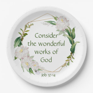 Assiettes En Carton Écriture Inspirante Citation Roses blanches Fleur
