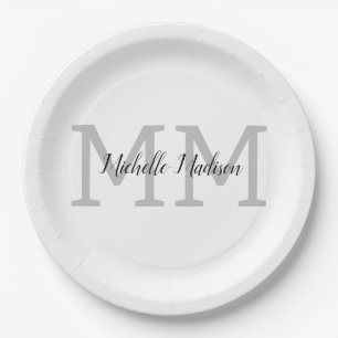 Assiettes En Carton Écriture manuscrite moderne monographie Nom Initia