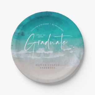 Assiettes En Carton Écriture moderne plage océanique graduation papier