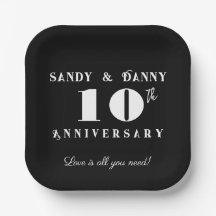 Écriture personnalisée 10e anniversaire noir blanc