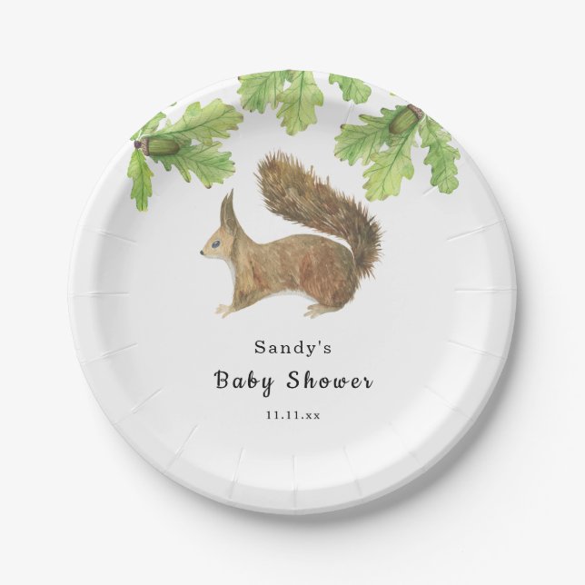 Assiettes En Carton Écureuil - Baby shower (Devant)