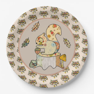 Assiettes En Carton Écureuil coloré
