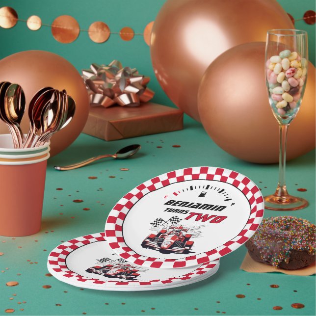 Assiettes En Carton Editable Personnalisé Deux Fête d'anniversaire rap (Multi)