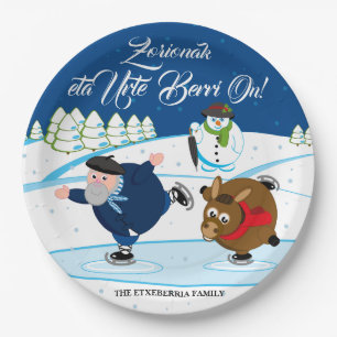 Assiettes En Carton Éditez, Noël/Navidad, patinage de glace