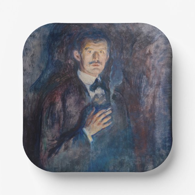 Assiettes En Carton Edvard Munch - Autoportrait avec cigarette (Recto)