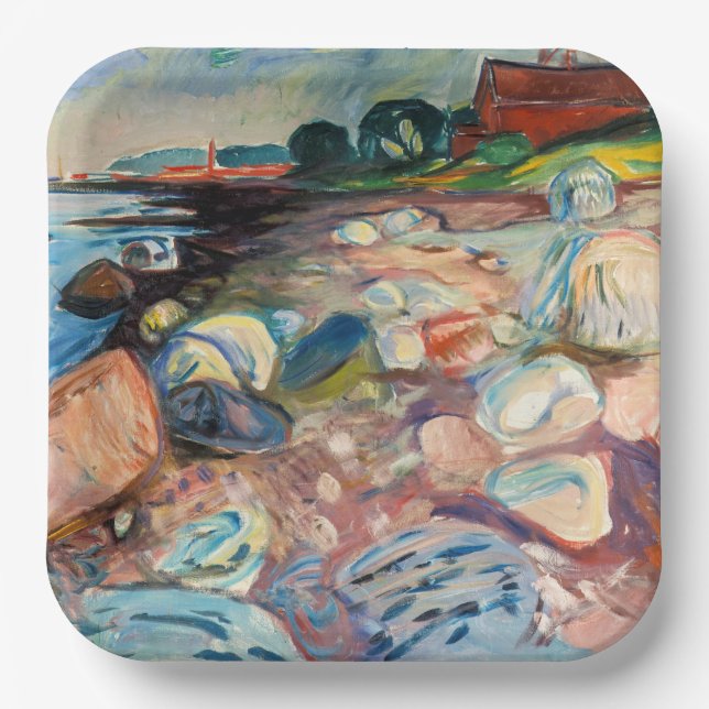 Assiettes En Carton Edvard Munch - Rive avec Maison Rouge (Recto)