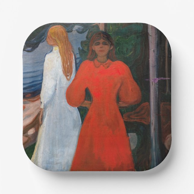 Assiettes En Carton Edvard Munch - Rouge et Blanc (Recto)
