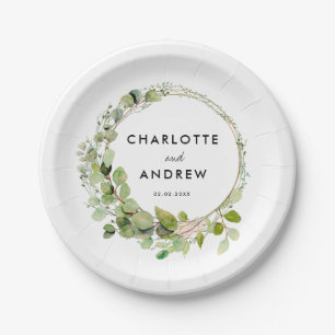 Assiettes En Carton Eeucalyptus simple et élégant