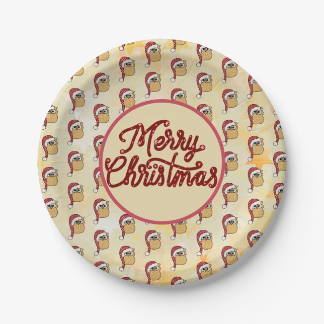 Assiettes En Carton Effraie de Noël (Devant)