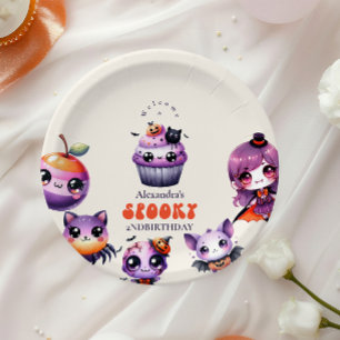 Assiettes En Carton Éffrayant Cute 2ème anniversaire Halloween Pastel