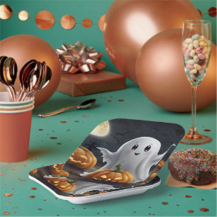 Assiettes En Carton Éffrayant délice : Ghoost Halloween amusant