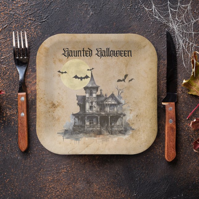 Assiettes En Carton Éffrayant Haunted House Halloween Costume Party (Créateur téléchargé)