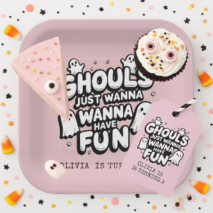 Assiettes En Carton Éffrayant mignon Fantôme Halloween Anniversaire ro