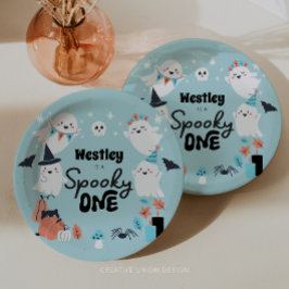 Assiettes En Carton Éffrayant One mignonne Ghost Boy 1ère fête d'anniv