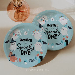 Assiettes En Carton Éffrayant One mignonne Ghost Boy 1ère fête d'anniv