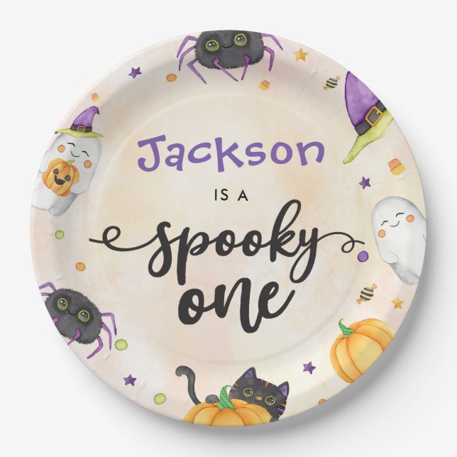 Assiettes En Carton Éffrayant Un Halloween 1er Anniversaire (Devant)