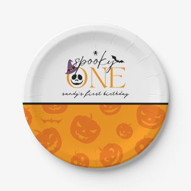 Assiettes En Carton Éffrayant Un Halloween 1er anniversaire (Devant)