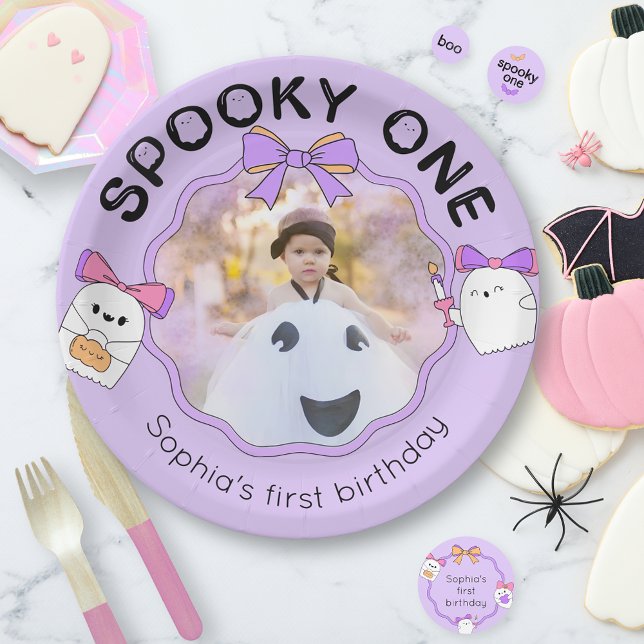 Assiettes En Carton Éffrayant Un Halloween photo d'anniversaire (Créateur téléchargé)