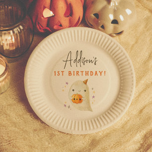 Assiettes En Carton Éffrayant Un Mignonne Halloween 1er Anniversaire